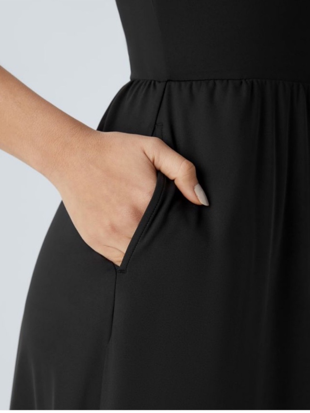 Halara Dress Womens Medium Midi Black Side Slit New - Picture 9 of 9